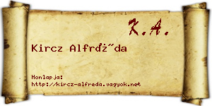 Kircz Alfréda névjegykártya